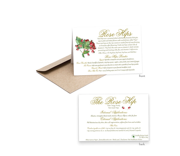 Herb Rose Hips Recipe Card-Herbal Remedies & Recipes by Observations Paper