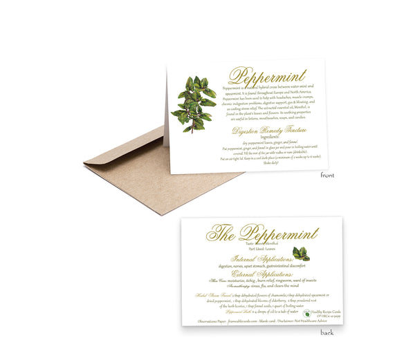 Herb Peppermint Recipe Card-Herbal Remedies & Recipes by Observations Paper