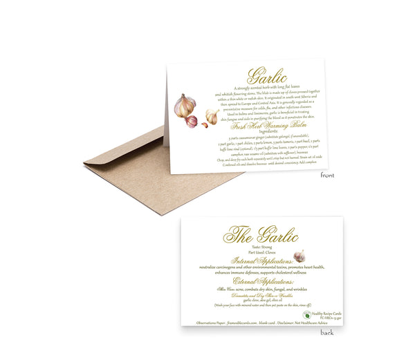 Spice Garlic Recipe card-Herbal Remedies & Recipes by Observations Paper