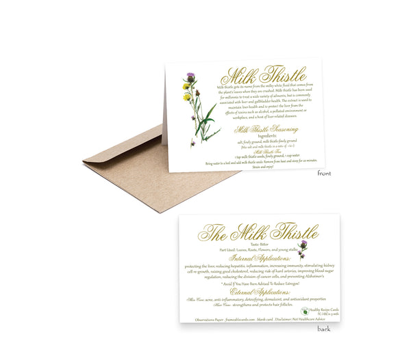 Herb Milk Thistle Recipe Card-Herbal Remedies & Recipes by Observations Paper