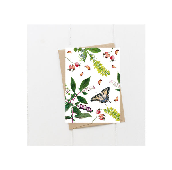 Pokeweed and Swallowatail  Herb Greeting Card