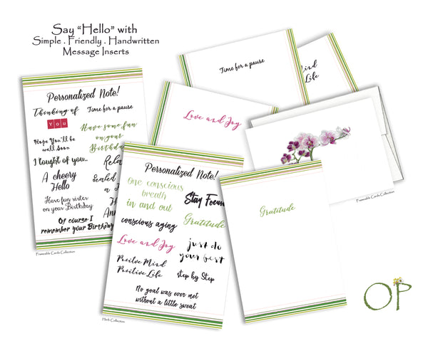 Say “Hello” with Simple . Friendly . Handwritten Message Inserts